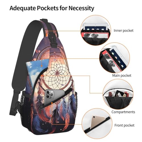 Mochila de sling Native American Dream Catcher Negra miniatura 3