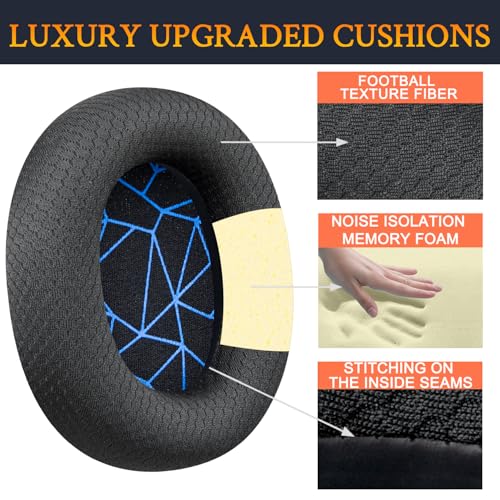 Image of SOULWIT Replacement Earpads for SteelSeries Arctis 1 /3 /5 /Arctis 7 /7+ /7P /7P+ /7X /7X+ /9 /9X /Pro /Prime(Do Not Fit Any Arctis Nova) Headset, Ear Pads Cushions with High-Density Foam - Black(Blue Line)