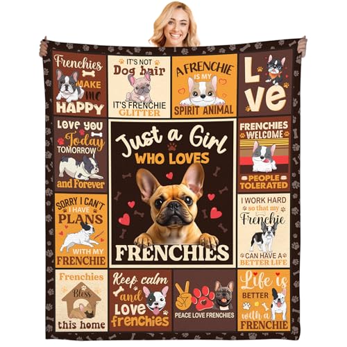 Riletese French Bulldog Blanket Gifts for French Bulldog Lovers Girls Women Mom Kids Cute Dog Themed Decor Bedroom Living Room Home Plush Flannel Throws Presents Kids Adults Birthday Christmas 50'x60'