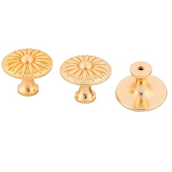 ELECTROPRIME Metal Household Door Window Cabinet Cupboard Hardware Pull Knob 3pcs Gold Tone