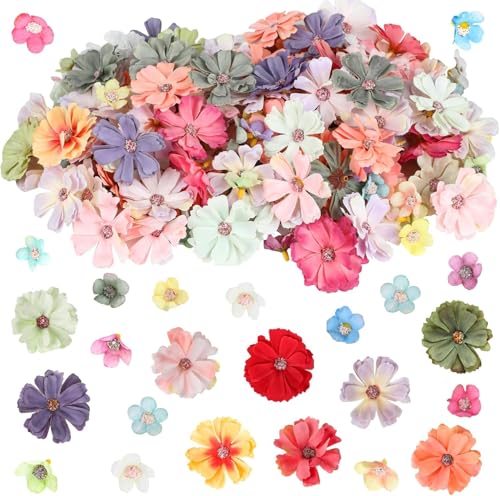 Image of VRB Dec 100pcs Sunflower Artificial Flowers for Decoration,Artificial Flower,Flower for Hair Styling, for Pooja, for Home Decor,Diwali. (100 Pcs Fabric Silk Multi Daisy)