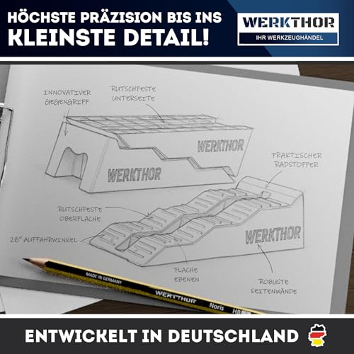 WERKTHOR Auffahrkeile für Wohnmobil - [2er Set] Hochbelastbare Auffahrkeile für maximalen Halt [<5t] - Auffahrkeile für Wohnwagen Wohnmobil & Anhänger - Keile für jeden Untergrund