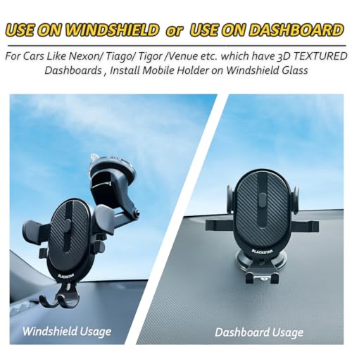 Image of Blackstar A1-MAX Adjustable Rotation-Enabled Car Mobile Phone Holder for Car Dashboard /Windshield - Compatible with All Mobiles