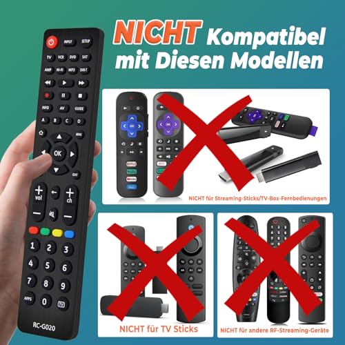Universalfernbedienung für TV, 8-In-1 Ersatz Universal Fernbedienung für Fernseher für Hisense, Panasonic, Samsung, LG, Sony, Philips, Sharp und mehr, kompatibel mit Allen TV-Marken, Kabelboxen, DVD