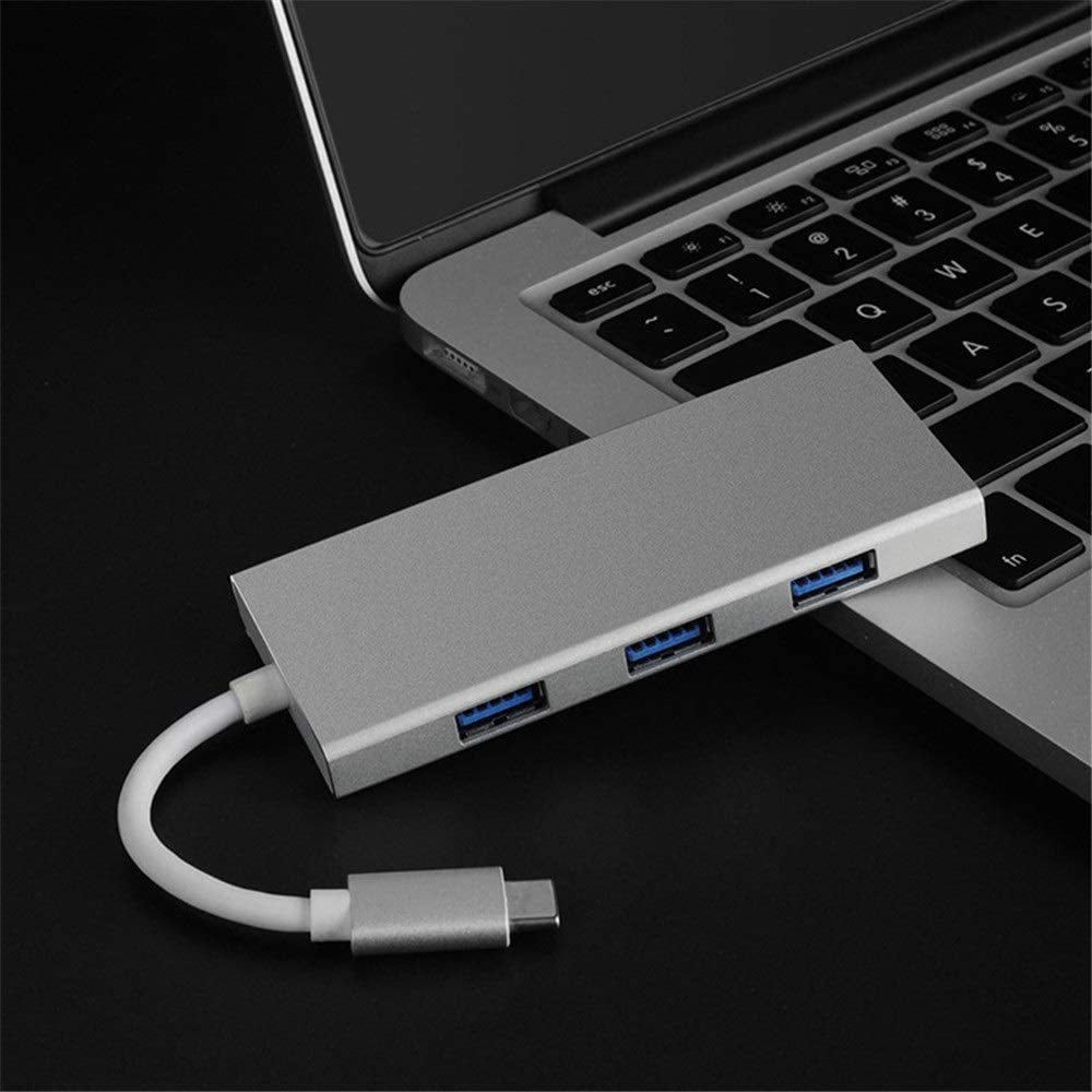 USB C Hub 7-en-1 Multi-Port C-Hub con 4K HDMI 3 Puertos USB 3.0 Compatible con Lector de Tarjetas SD TF Carga PD