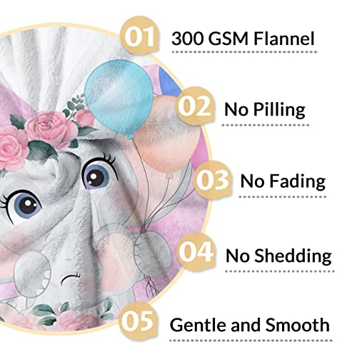 Elephant Blanket Gifts - 50"x60" Cute Throw for Women Girls - Purple Soft Fuzzy Blankets for Bed, Couch & Living Room