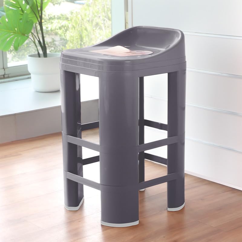 Image of Nayasa Rocky Strong Stool | Seating Stool for Bathroom | Office Stool | Outdoor | Home | Double XL | Grey