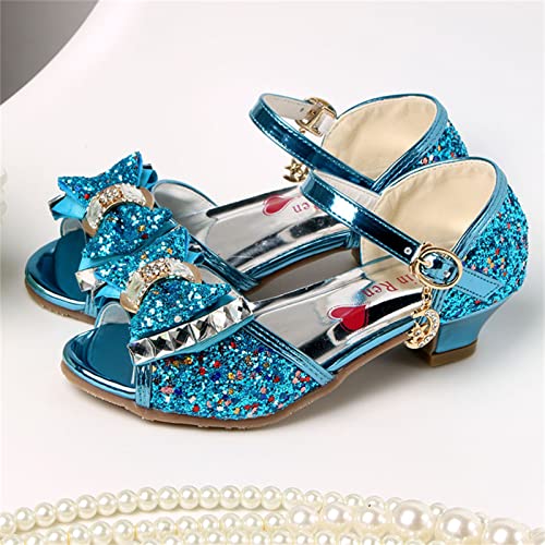 OMEARK Girl Glitter Princess Shoes Girls High Heels Sparkly Wedding Birthday Dress Shoes with Sequin Bling Bowknot Round Toe Diamond Dance Shoes Comfort Party Sandals2
