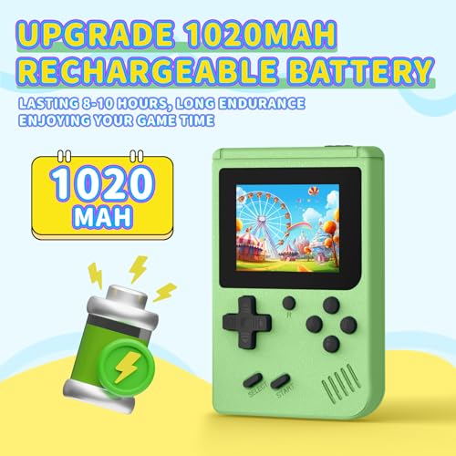 Image of Retro Handheld Games Console Built-in 400 Video Games, Portable Handheld Emulator with 3.0 Inch Screen, Mini Travel Retro Gaming Consle (Green)