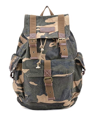 Gootium Bolso de lona vintage  Mochila Casual Clásica Unisex  Camuflaje