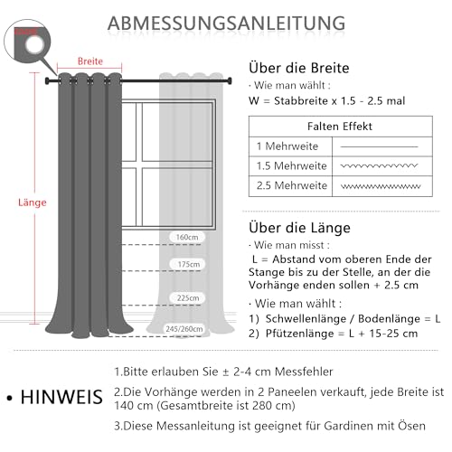 MYSKY HOME Gardinen mit Ösen Vorhänge Wohnzimmer Voile Vorhang Modern Gardine 2er Set Schlafzimmer Weiss Gestreift Muster Vorhang Halbtransparent Streifen H 225 x B 140, Dunkelgrau.
