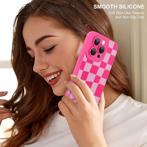Image of ZIYE for iPhone 16 Pro Case Hot Pink Flower Pattern Phone Case