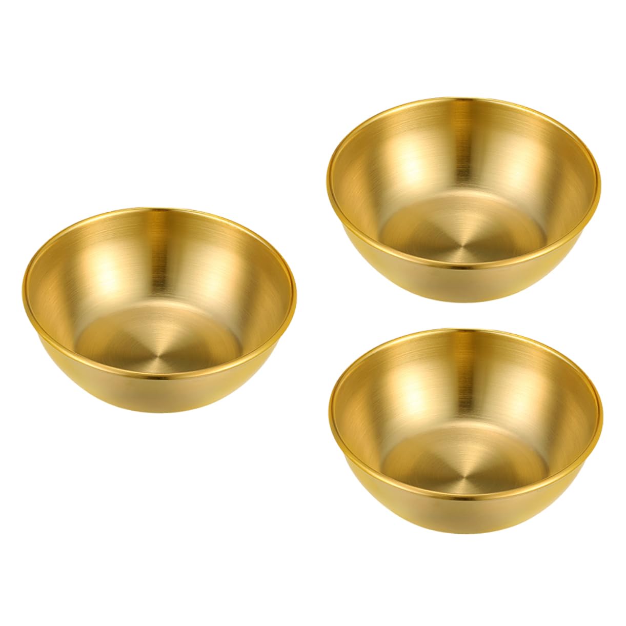 ABOOFAN 3Pcs Stainless Steel Sauce Dish Round Relish Plates for Dipping Seasoning and Table Decoration Lightweight and Practical Kitchen Condiment Bowls