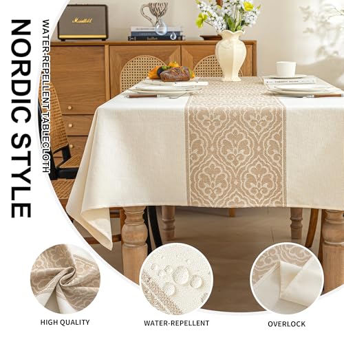 Linen Tablecloths for Rectangle Tables,Fabric Tablecloth Advanced Waterproofing Technology for Dinningroom,Farmhouse