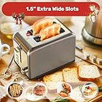 YSSOA 2 Slice Stainless Steel Toaster, 6 Shade Settings and Bagel/Defrost/Cancel Functions, with Extra Wide Slot & Removable Crumb Tray, for Various Bread & Waffle, Silver New - Image 3