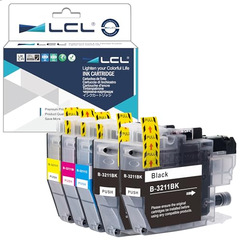 LCL LC3211 LC 3211 LC3211BK LC 3211BK LC 3211C LC 3211M LC 3211Y Cartucho de Tinta Compatible para Brother DCP J572DW MFC J497DW MFC J491DW DCP J772DW DCP J774DW MFC J890DW MFC J895DW (5Paquete,2KCMY)