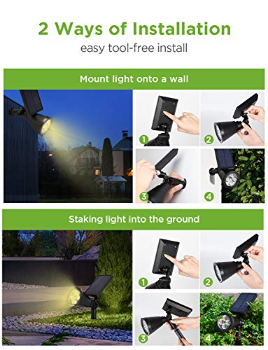 InnoGear Solar Lights Outdoor, Upgraded Waterproof Solar Powered Landscape Spotlights 2-in-1 Wall Light Decorative Lighting Auto On/Off for Pathway Garden Patio Yard Driveway Pool, Pack of 4 (Warm)