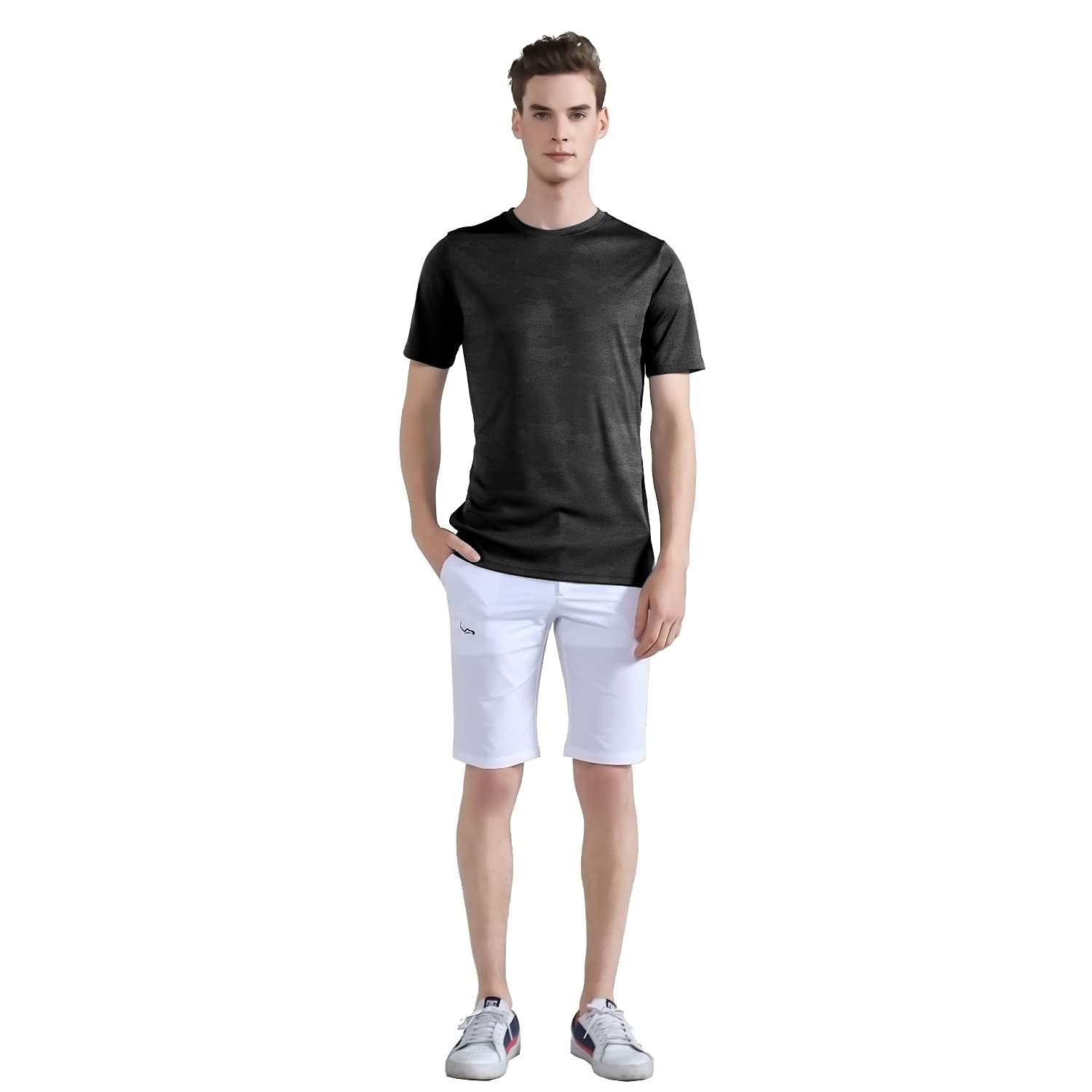 EAGEGOF Camisas de Hombre de Manga Corta Golf Polo T T-Shirt Tech Performance de Ajuste estándar Respirable