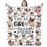 Pug Blanket Dog Pattern Blankets Soft Warm Flannel Pugs Throw Blanket Bedding Dog Theme Gifts for Kids Girls Women Adults 50'x40'