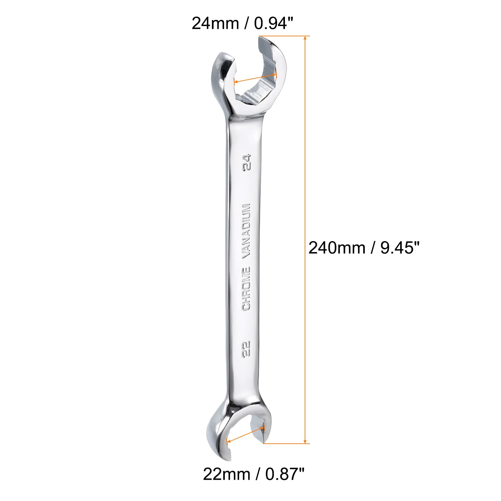 Clé à Œil Décalée 6 × 8 Mm CR-V Chromée Miroir – Double Ouverte 15° – Outil Bricolage Auto & Maison