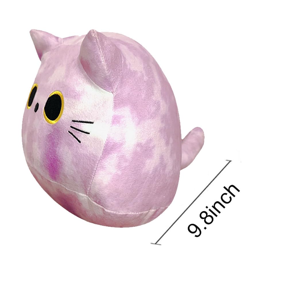 Cute Cat Plush Pillow - 10 Inch Soft Kawaii Stuffed Animal Toy For Kids & Adults, Purple