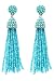 NLCAC Women's Beaded tassel earrings Long Fringe Drop Earrings Dangle Turquoise