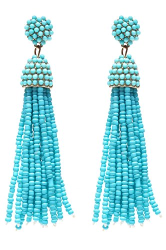 NLCAC Women's Beaded tassel earrings Long Fringe Drop Earrings Dangle 6 Colors