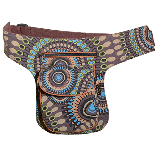 KUNST UND MAGIE Bauchtasche Mandala-Print Gürteltasche Festivaltasche, Farbe:Braun Cover