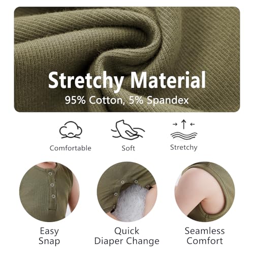 BeiVSlley Baby Boys Girls 2 Pack Sleeveless Tank Romper Solid Cotton Summer Coverall Jumpsuit Clothes Outfits2