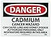 NMC D361RB OSHA Sign, Legend "DANGER - CADMIUM CANCER HAZARD...", 14" Length x 10" Height, Rigid Plastic, Red/Black on White