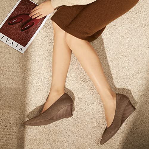VIVAIA Aria Wedge 2.0 Women's Pointed Toe Wedge Pumps Shoes Comfortable Wedge Heels for Women Pumps with Arch Support Espresso3