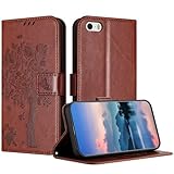 JayModCase Coque pour iPhone SE 2016 / iPhone 5/ 5S, Coque Portefeuille Housse Cuir avec Porte Cartes et béquille Fermeture magnétique Étui pour iPhone SE 2016   Marron