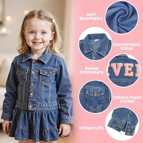 Funnli Personalized Kids Denim Jacket with Name, Custom Jean Jacket for Toddlers Girls and Boys 1-8 Years Old4