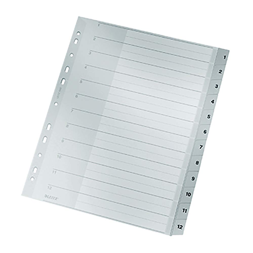 Leitz Plastic Index (1-12, A4, PP, 12 Sheets), Grey