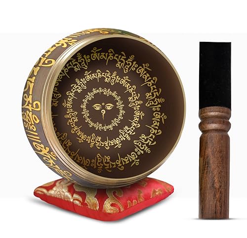 Image of Tibetan Singing Bowl Set - Easy To Play - 4 Inch Zen Mindfulness Sound Music Instruments For Meditation Holistic 7 Chakra Healing By Himalayan Bazaar