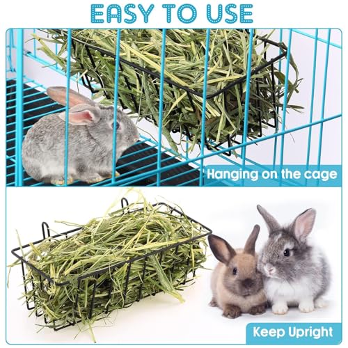 Rabbit Hay Feeder Metal Hanging Hay Rack Guinea Pig Food Supply Storage Rack 2PCS (black, 23 * 10 * 7.5CM) - Image 4