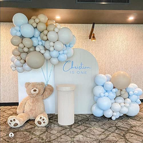 Image of Voircoloria 130pcs Light Blue Balloons Different Sizes 18 inch 12 inch 10 inch 5 inch Baby Blue Balloons for Boys Girls Birthday Baby Shower Gender Reveal Wedding Children's Day Decorations