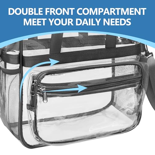 Image of Paxiland Clear Bag for Stadium Events, 12x6x12 inches Tote Bag with Detachable Reinforced Strap for Sports Concert and Work