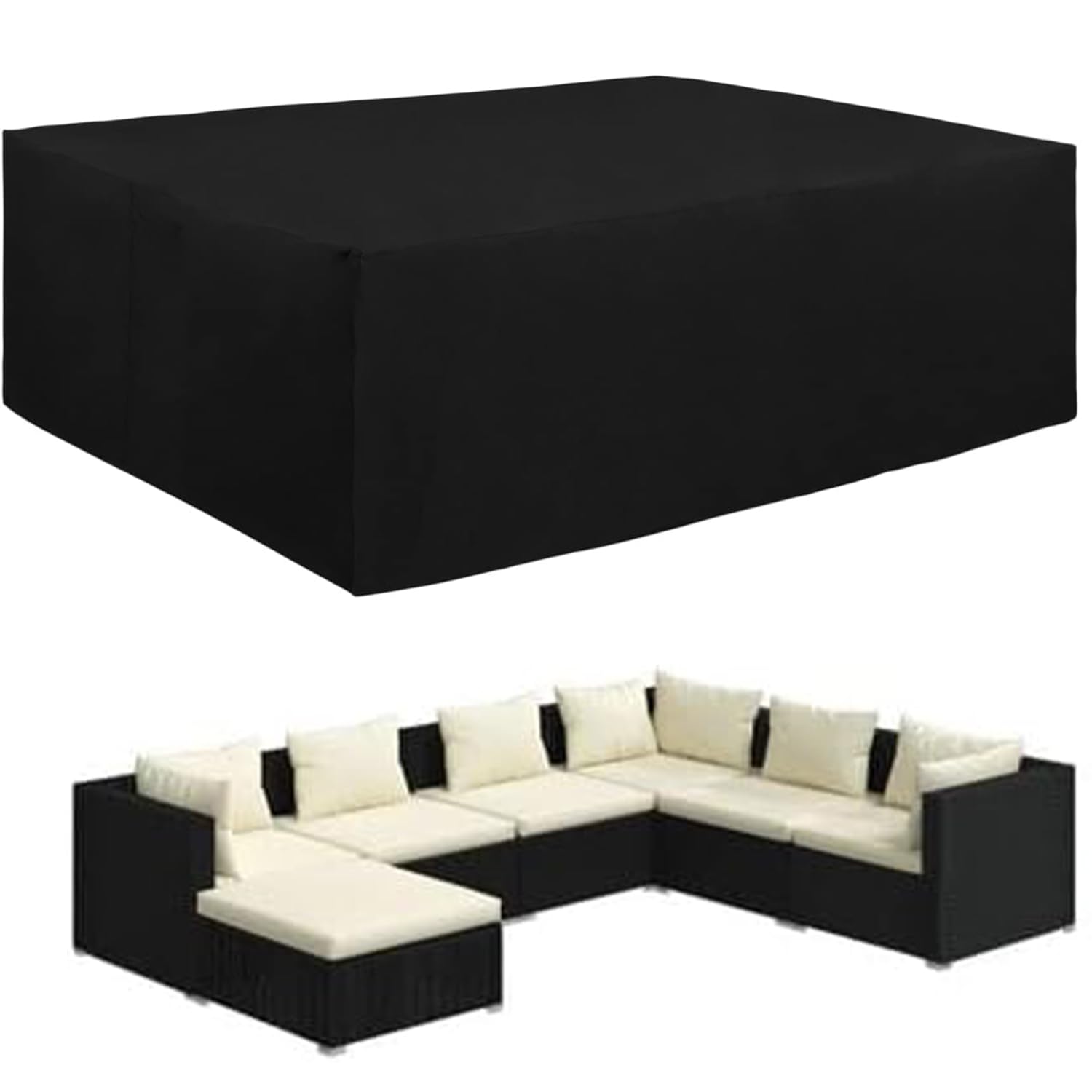 Housse salon de jardin exterieur 270x270x70 bâche rectangulaire table chaise