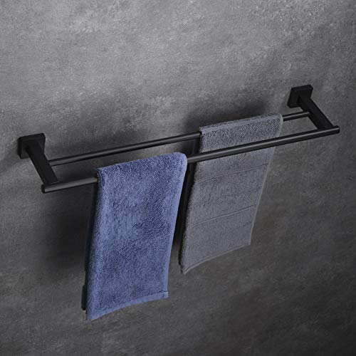 Hoooh Double Bath Towel Bar, 24-Inch Matte Black Stainless Steel Towel Holder Rack For Bathroom, A103L60-Bk #TOP2