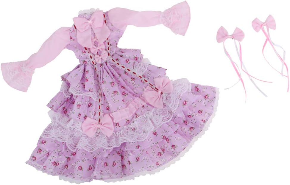 Sharplace Pink Ball Gown Dress With Hair Clip For 1/3 BJD Night Lolita Dolls Clothes