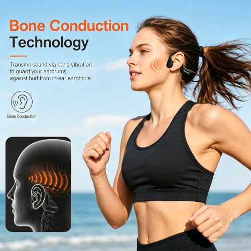 Image of Full-Coverage Liquid Silicone Swimming Headphones,IP68 Waterproof Underwater Headphones, Bluetooth 6.0&MP3 with 32GB Memory Card,Soft /Skin-Comfortable Open Ear Bone Conduction Swim Earbuds(Black