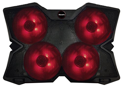 XtremPro Portable Metal Mesh Laptop Cooler Cooling Pad, 4 Quiet Fans w/Red LED Light, Adjustable Height, Up to 17