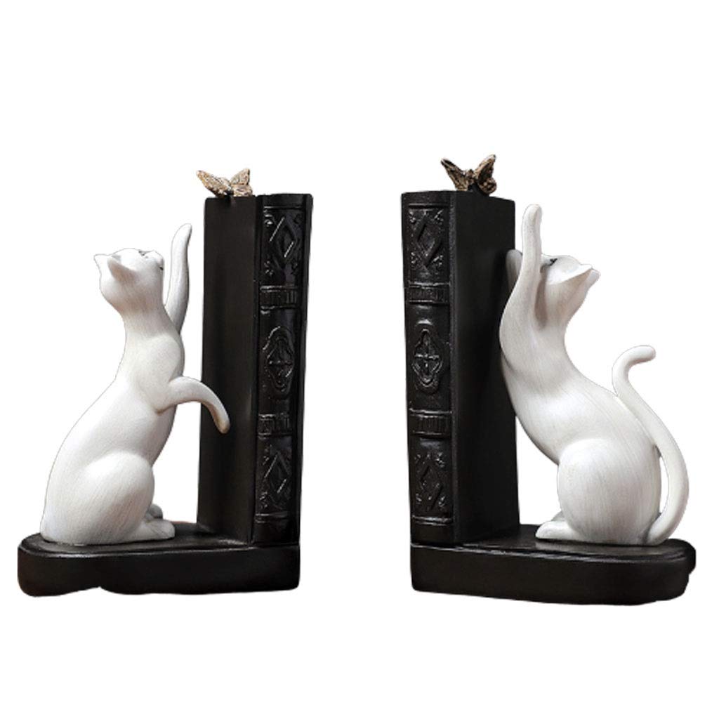 bookshelf bookcase Kreatywne dekoracje domowe Cute Cat Bookends Ozdoby Dekoracje biurowe stojak lub półka na książki. (Color : A)