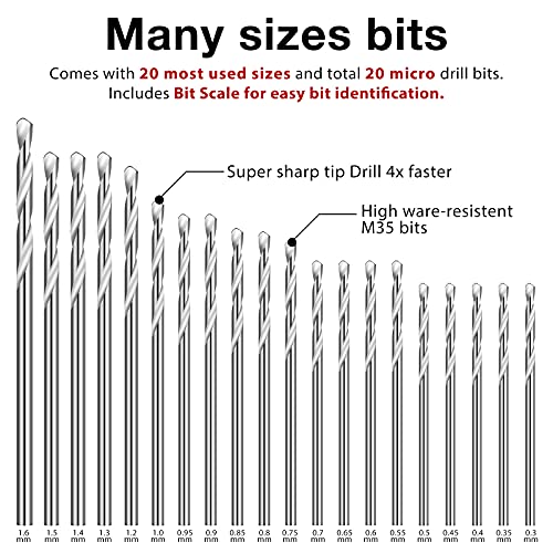 0.3-1.6 Mm Micro Mini Drill Bit Set Tiny Drill Bits Small Shank Full-Ground Hss Twist Drill High Speed Steel Boards Tiny Drill Bits For Dill (60 Pieces) #TOP1
