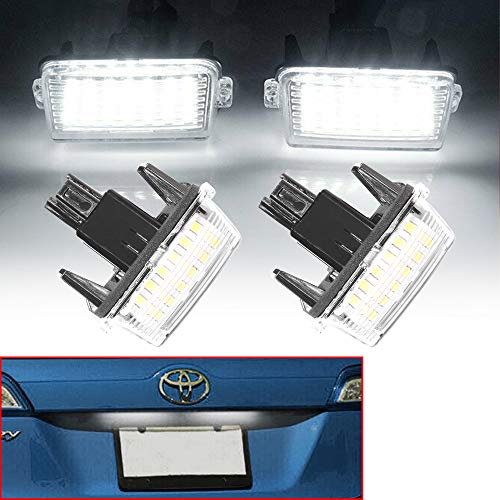 Beneges 2 Pcs Error Free Xenon White LED License Plate Light Compatible with 2012-2016 Toyota Camry Corolla Yaris Vitz Prius Verso Ractis Fielder Avensis Rear License Tag Lights Lamp 81270-0D120