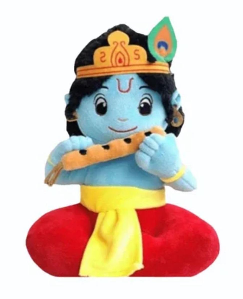 Future Shop Soft Toys for Kids Lord Krishna with Bansuri, Kanha Ji Plush Soft Toys Stuffed for Baby Boy Girl Laddu Gopal, Bal Gopal Gift for Infants, Toddlers & Babies (Size 35 cm)-image-9