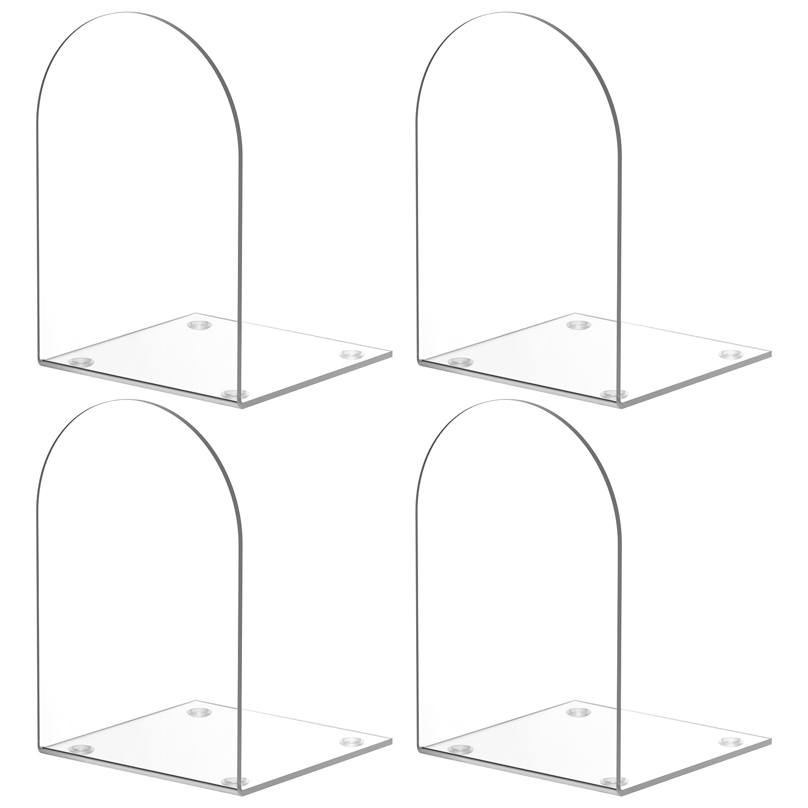 acrylic bookends 4 pieces clear bookends for shelves book ends for shelves and desktop organizer transparent shelf book stopper to hold books for home office supplies