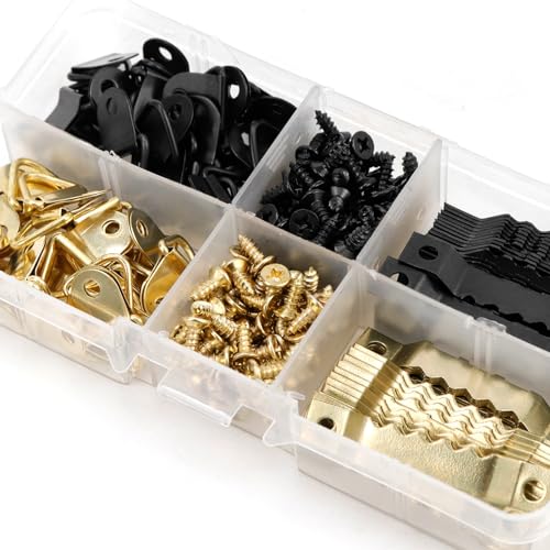 Image of Coshar 250Pcs Heavy Duty Sawtooth Picture Hangers D-Ring Picture Hangers Picture Hang Solutions Picture Hangers Kit for Hanging Paintings Frames Photos