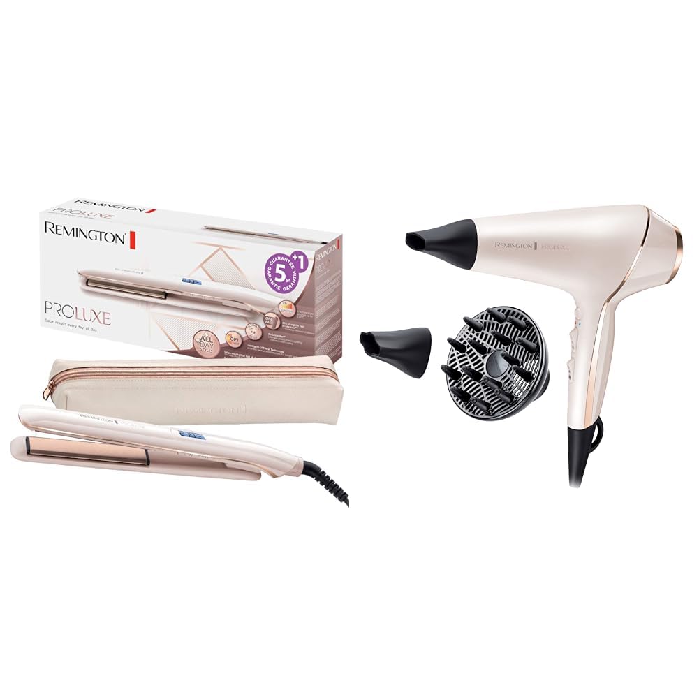 Remington Glätteisen PROluxe S9100 + Remington Haartrockner Profi Ionen PROluxe AC9140